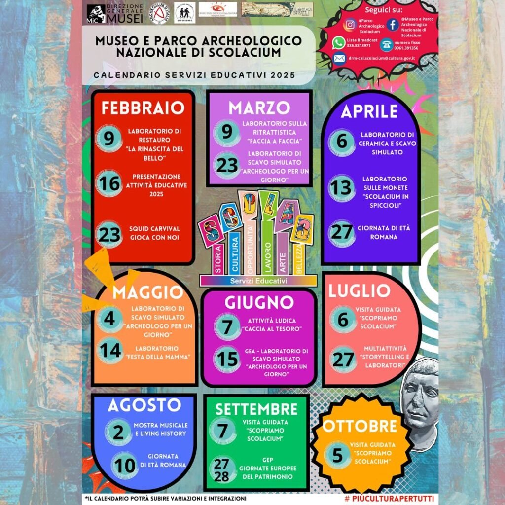 calendario-2025-servizi-educativi-scolab-parco-archeologico-museo-scolacium-catanzaro-calabria